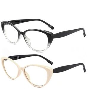 Reading Glasses Blue Light Blocking Cat Eye Frame Anti Eyestrain, Set of 2
